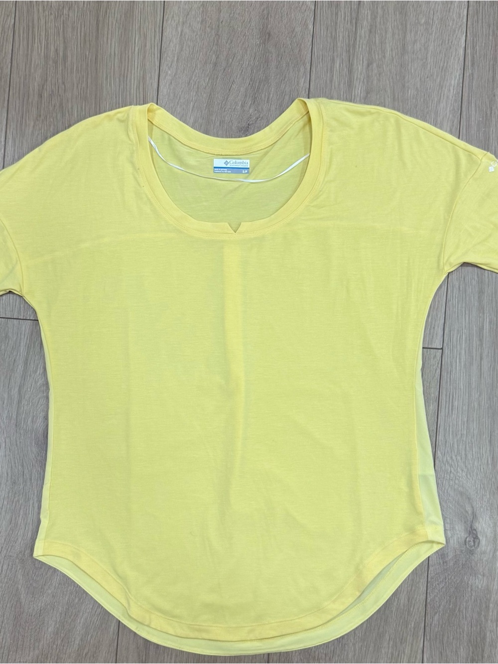 Columbia Yellow 3/4 Sleeve Mixed Media Top Blouse Size Small